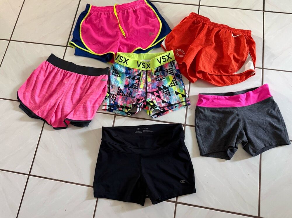 Bundle x6 Athletic Workout Running Yoga Shorts Size Nike Champion VSX  XS/Small
